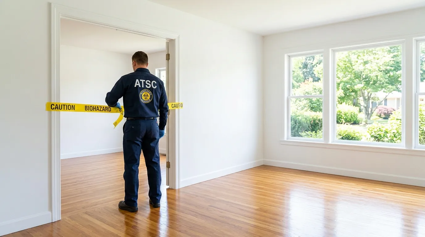 Certified biohazard cleanup crew performing Decomposition Cleanup in Coventry